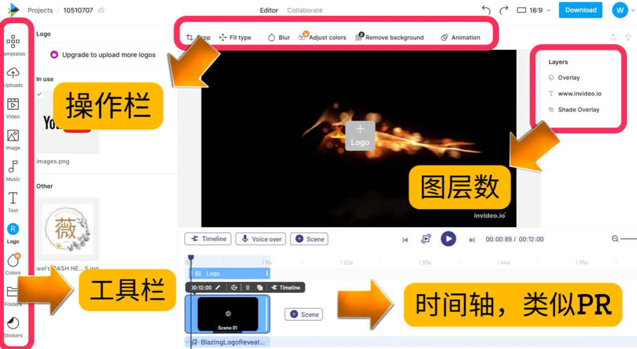 利用InVideo帮老外制作视频开场动画，日赚60美金