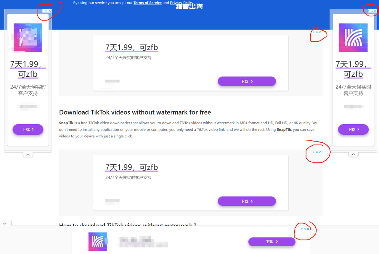 tiktok高清视频下载、去水印独立站，月赚1万美金广告费